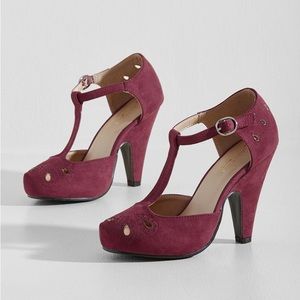 ModCloth The Zest is History Heels - Burgundy Sz 10